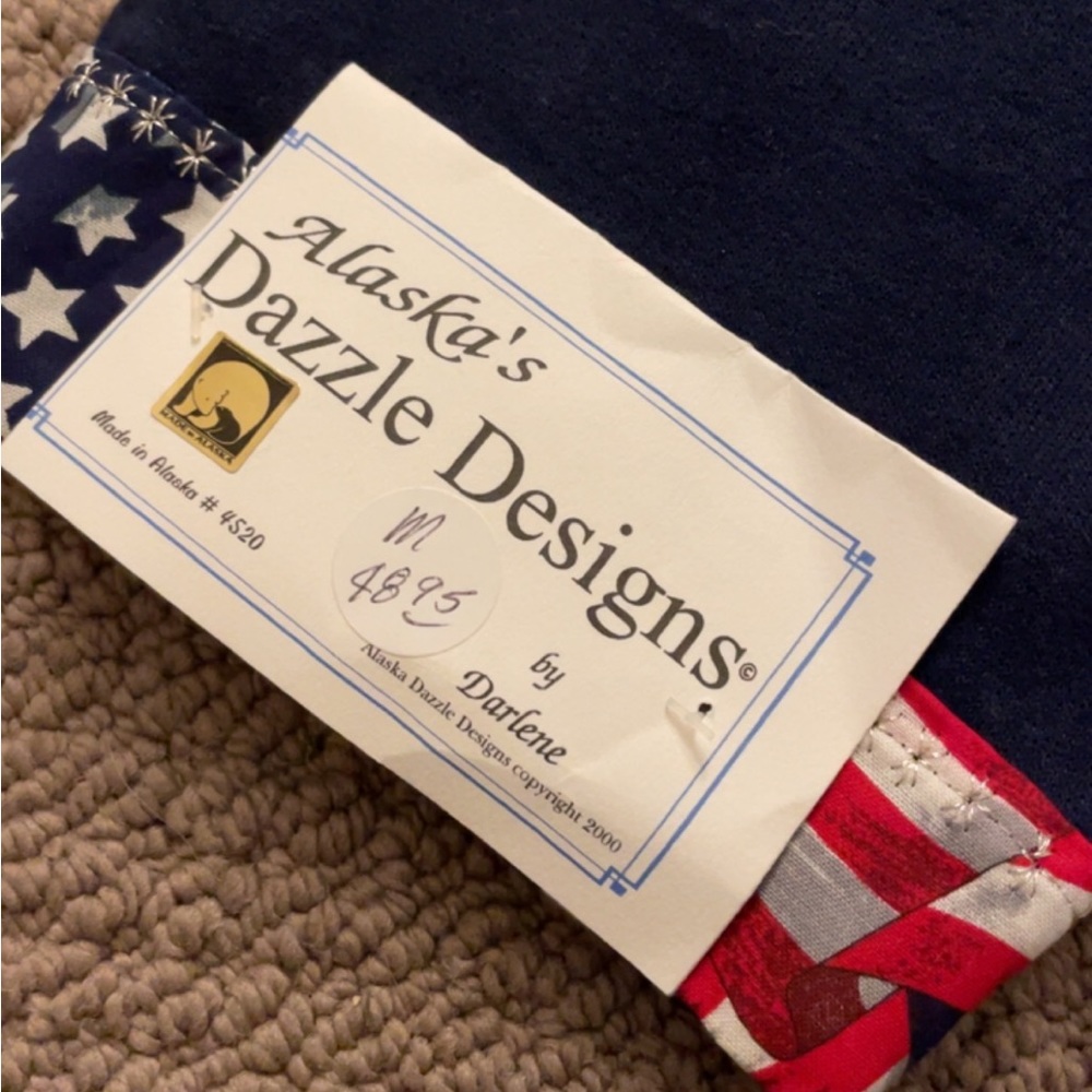 alaska american flag embroidered double collared oversized crewneck sweatshirt - Picture 2 of 6